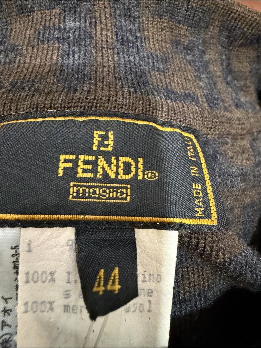 Fendi Dark Brown Monogram Knit Long-Sleeve Dress - Picture 2 of 8